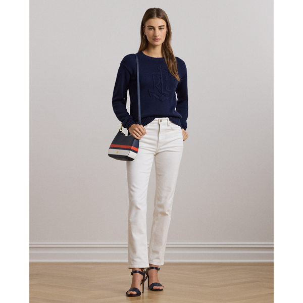 【Ralph Lauren】ツートンレザー ミディアム ダニーバッグ ストライプド レザー ミディアム Danni バッグ | ラルフ