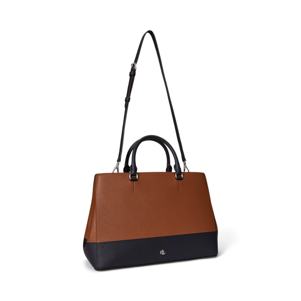 Striped Leather Large Hanna Satchel