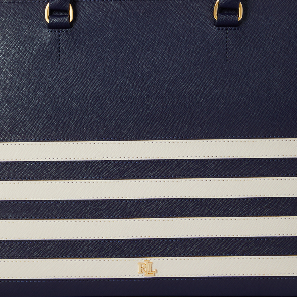 Striped Leather Large Hanna Satchel