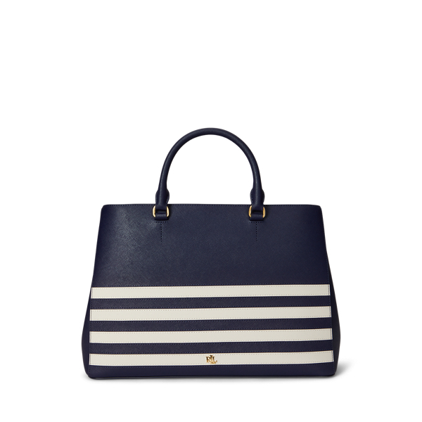 Striped Leather Large Hanna Satchel