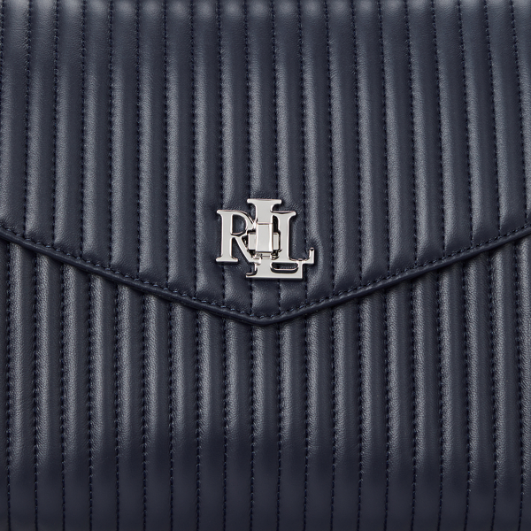 Refined Navy Quilted Leather Medium Farrah Satchel Lauren 6
