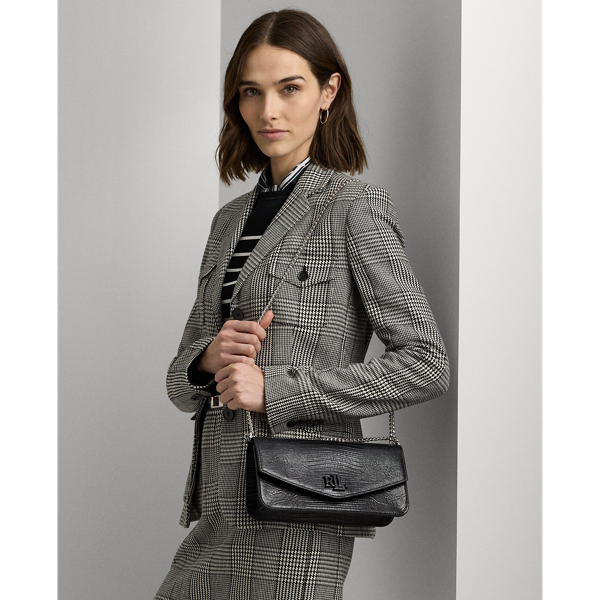 Black Lizard-Embossed Medium Sawyer Bag Lauren 8