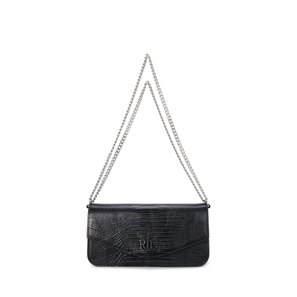 Black Lizard-Embossed Medium Sawyer Bag Lauren 1