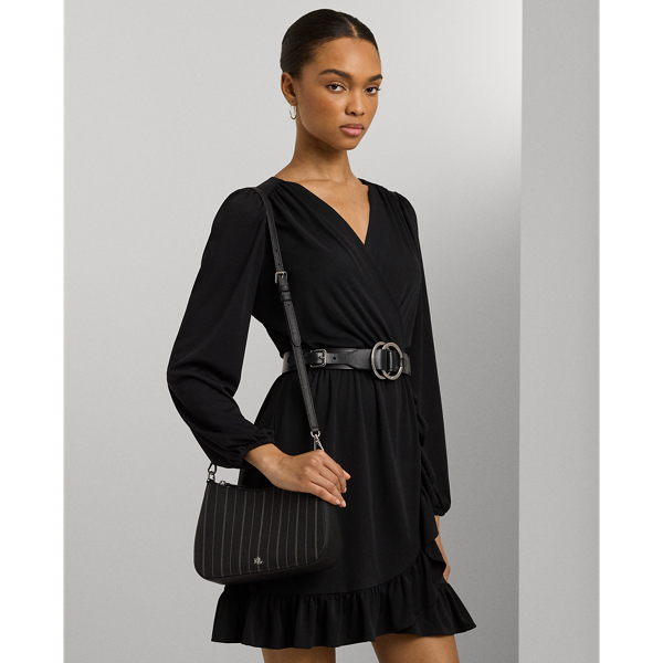 Mittelgro&szlig;e Ledertasche Danni Lauren in Nadelstr-Schwarz/Explorer 7