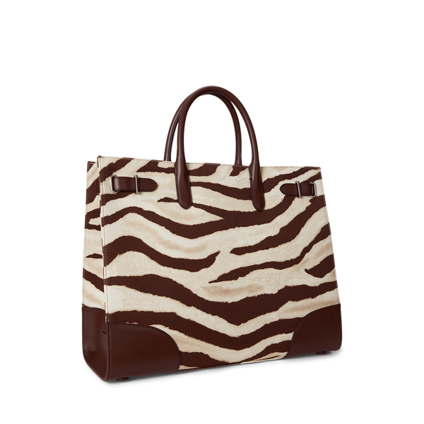 Grand cabas Devyn en toile à motif zèbre Lauren en Zebra/Dark Hickory 2