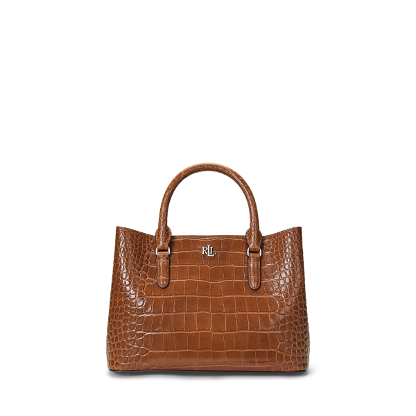 Embossed Leather Small Marcy Satchel