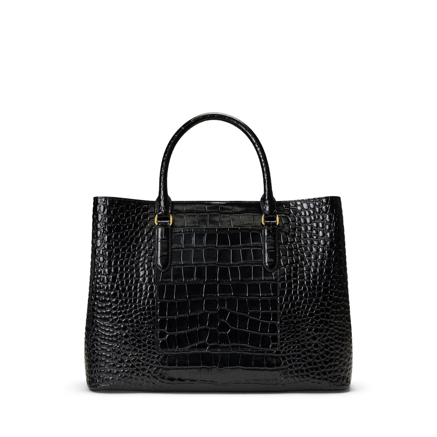 Женская сумка Ralph Lauren Embossed Leather Large Marcy Satchel, цвет: Чёрный — фото 2