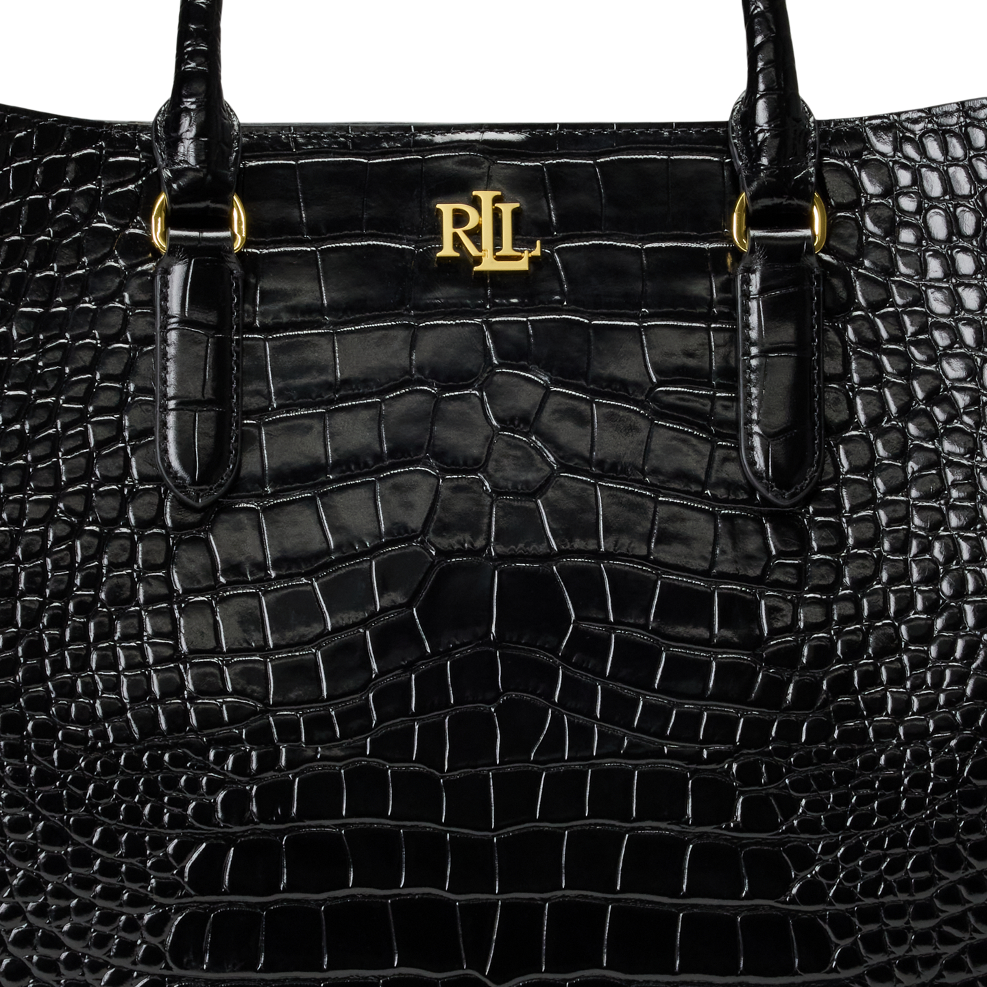 Женская сумка Ralph Lauren Embossed Leather Large Marcy Satchel, цвет: Чёрный — фото 4