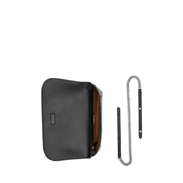 Black Croc-Embossed Medium Tanner Shoulder Bag Lauren 4