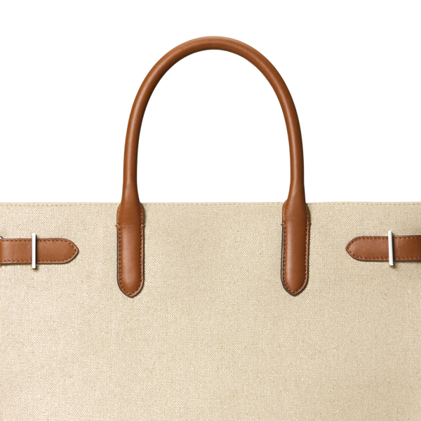 Silver/Lauren Tan Metallic Canvas Large Devyn Tote Bag Lauren 6