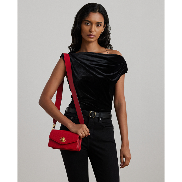 Festive Red Stitched Small Tayler Crossbody Bag Lauren 7