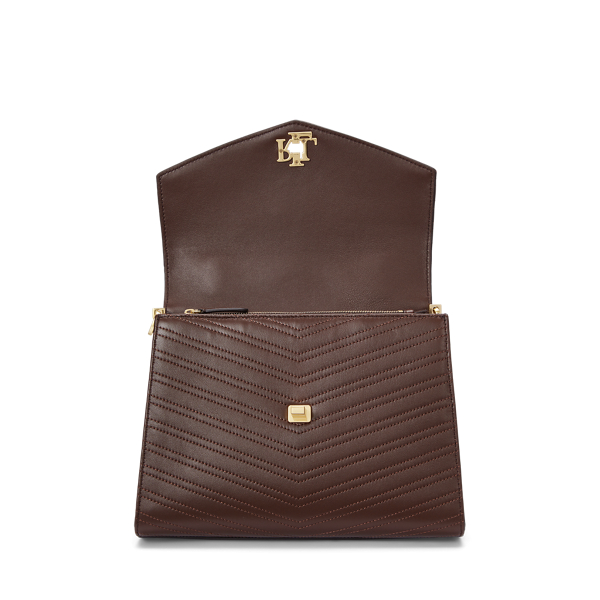 Dark Mahogany Stitched Leather Medium Farrah Satchel Lauren 5