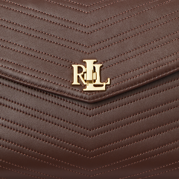 Dark Mahogany Stitched Leather Medium Farrah Satchel Lauren 7