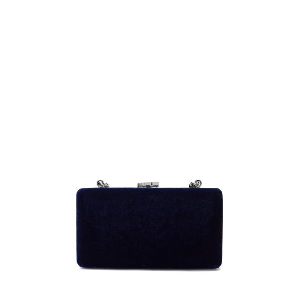 Luxe Navy Pav&eacute;-Logo Velvet Small Franki Clutch Lauren 4