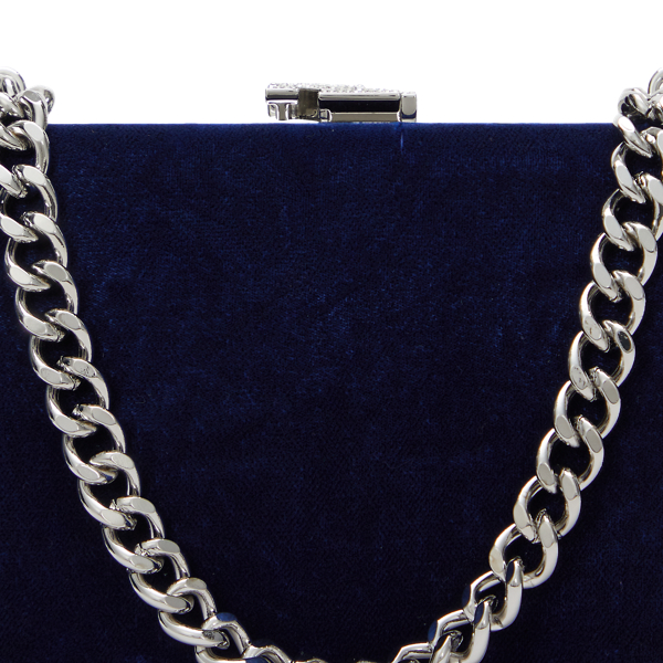 Luxe Navy Pav&eacute;-Logo Velvet Small Franki Clutch Lauren 6