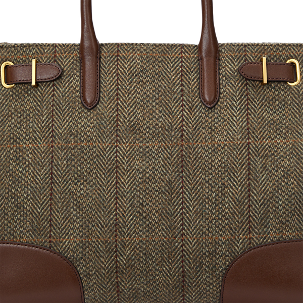 Herringbone Tweed Medium Devyn Tote Bag for Women Ralph Lauren PA
