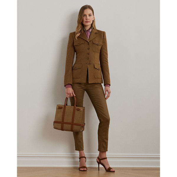 Honey Tan/Lauren Tan Suede & Leather Medium Devyn Tote Bag Lauren 7