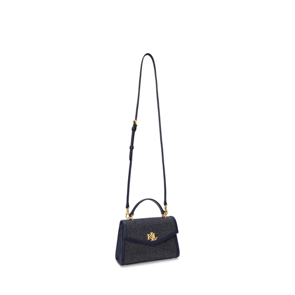 ストライプキャンバス★Ralph Lauren★Farrahスモールサッチェル Canvas & Leather Small Farrah Satchel