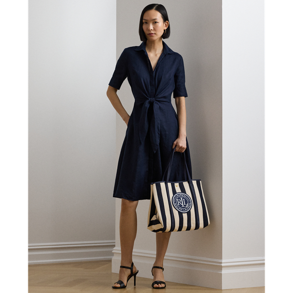 国内*Lauren Ralph Lauren* ヘリンボーン ラージ Emerie トート ストライプド ヘリンボーン ラージ Emerie トート | ラルフ