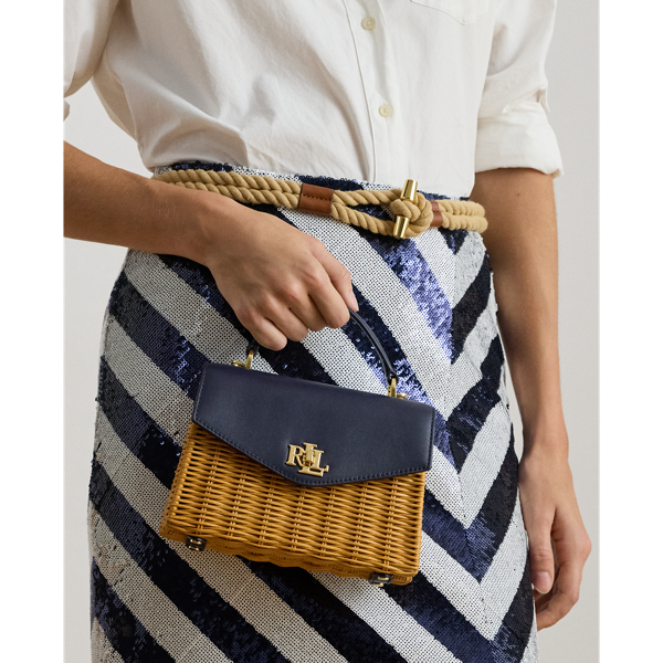 Rattan & Leather Small Farrah Satchel