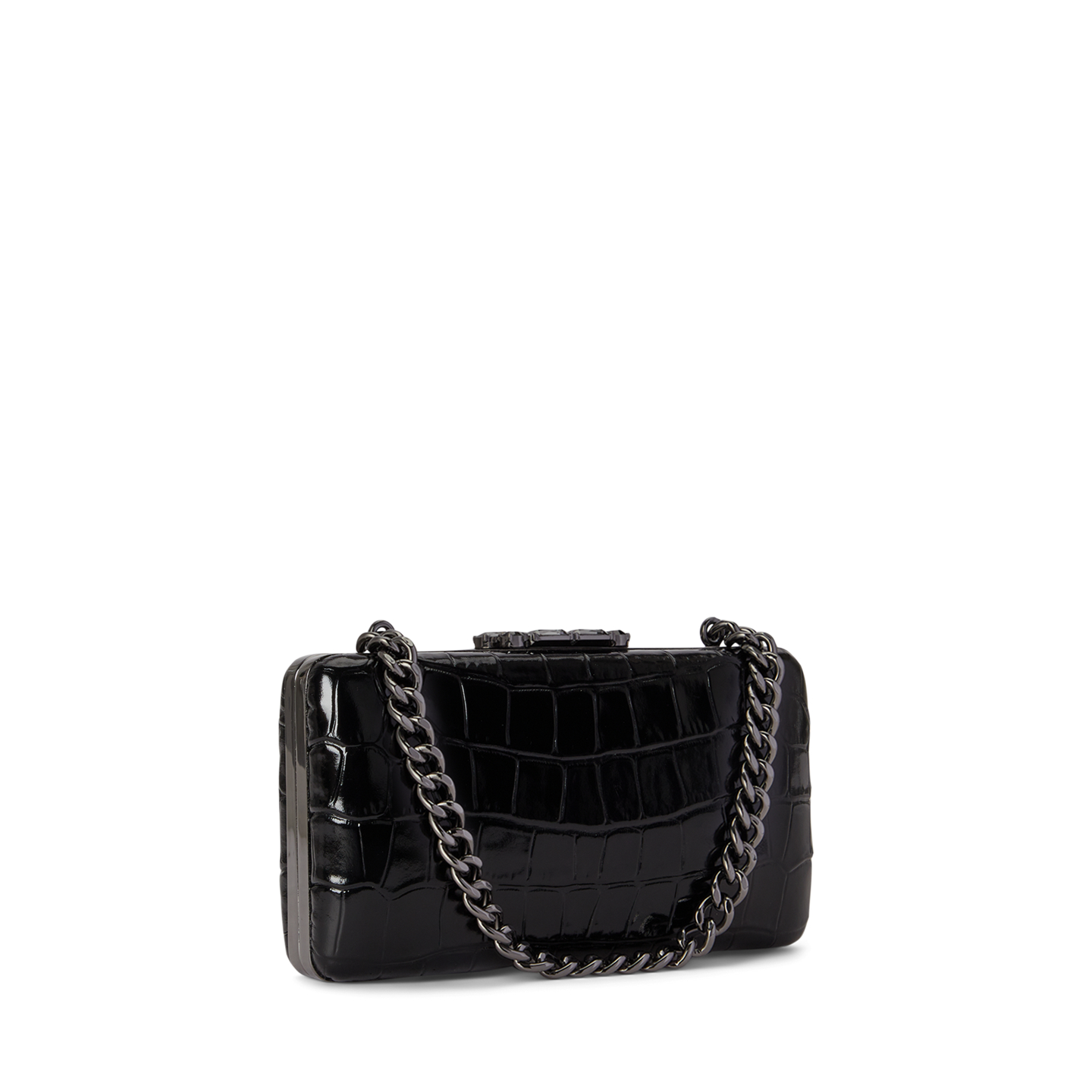 Женский клатч Ralph Lauren Croc-Embossed Small Franki Clutch, цвет: Чёрный — фото 1