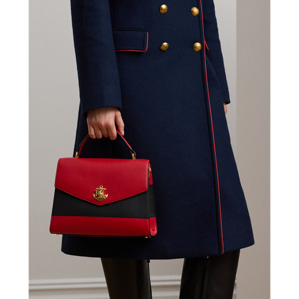 Two-Tone Leather Medium Farrah Satchel for Women | Ralph