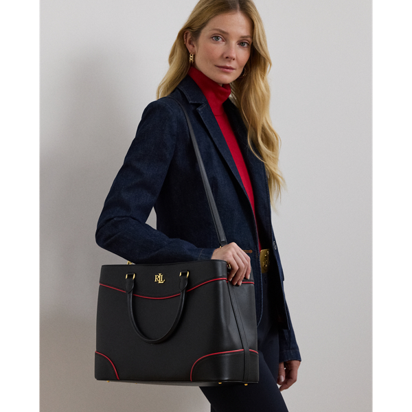 Two Tone Leather Large Marcy Satchel