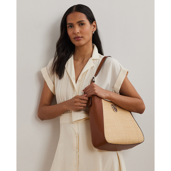 Gro&szlig;e Schultertasche Tanner aus Bast Lauren in Natur/Lauren-Sandbraun 7