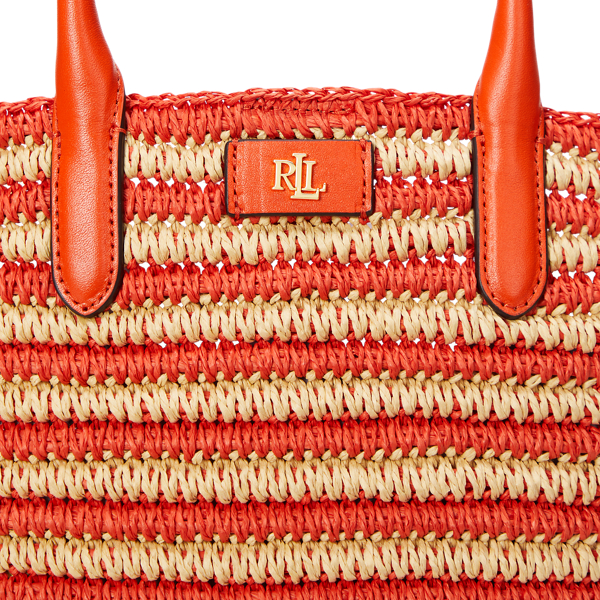 Ralph Lauren★Striped Straw Medium Brie Tote Bag Lauren Ralph Lauren Striped Straw Medium Brie Tote Bag