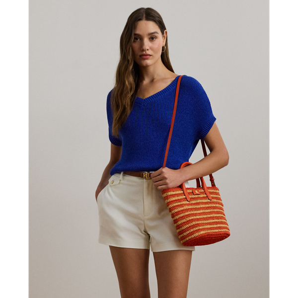 Ralph Lauren★Striped Straw Medium Brie Tote Bag Striped Straw Medium Brie Tote Bag for Women | Ralph Lauren® PA