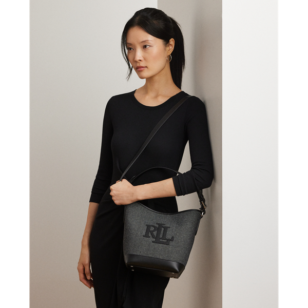 【Lauren Ralph Lauren】Witley ロゴ キャンバス バケットバッグ キャンバス ミディアム Witley バケット バッグ | ラルフ