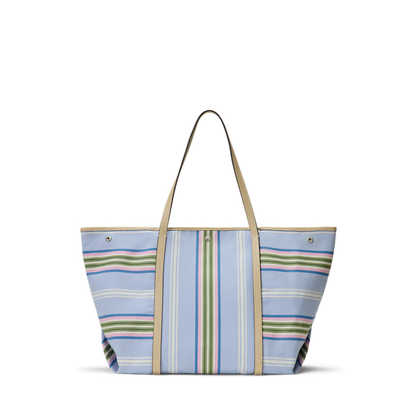 LAUREN RALPH LAUREN ◆ストライプ EMERIE TOTE トートバッグ RALPH LAUREN｜ストライプド ヘリンボーン ラージ Emerie トート