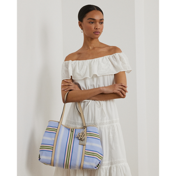 【Ralph Lauren】ストライプツイル ラージ エメリー トート ストライプド ツイル ラージ Emerie トート | ラルフ ローレン