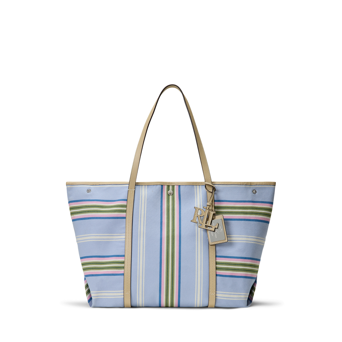 送関込☆RALPH LAUREN STRIPED HERRINGBONE LARGE EMERIE TOTE Striped Herringbone Large Emerie Tote