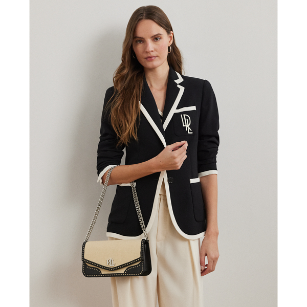 【Lauren RALPH LAUREN】ジオモチーフ ストロー ソーヤーバッグ Straw & Leather Medium Sawyer Bag for Women | Ralph Lauren® PA