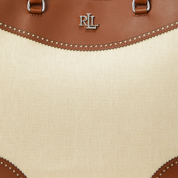 Gro&szlig;e Stroh-Leder-Umh&auml;ngetasche Marcy Lauren in Helles Natur/Lauren Sand. 6