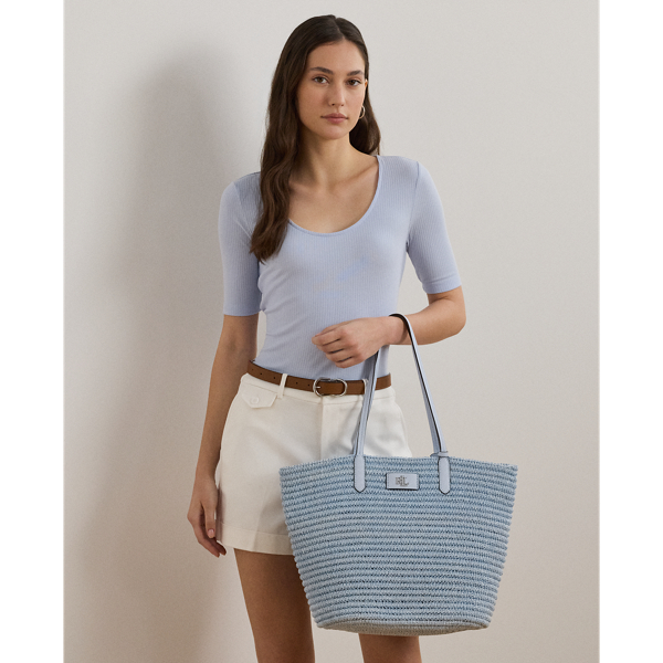 送関込☆RALPH LAUREN MELANGE WOVEN STRAW LARGE BRIE TOTE BAG Mélange Woven Straw Large Brie Tote Bag for Women | Ralph
