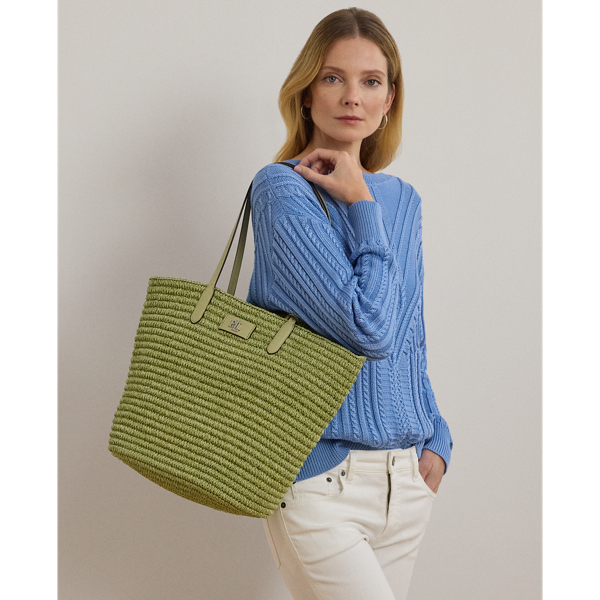 送関込☆RALPH LAUREN MELANGE WOVEN STRAW LARGE BRIE TOTE BAG Mélange Woven Straw Large Brie Tote Bag for Women | Ralph