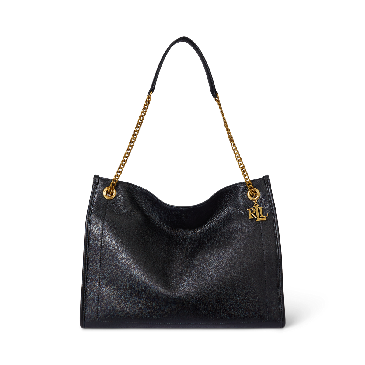 チェーンが魅力的【Ralph Lauren】ラージ Bradley トートバッグ LAUREN RALPH トートバッグ ペブルド レザー ラージ Bradley