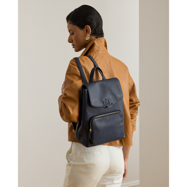 Refined Navy Pebbled Leather Medium Cameryn Backpack Lauren 8