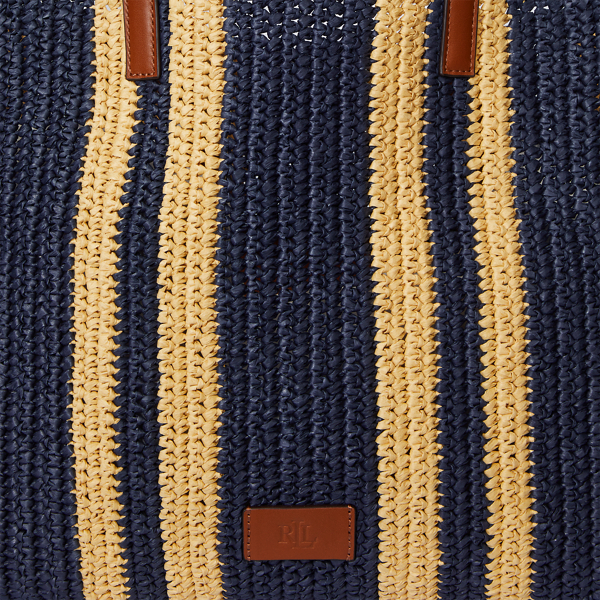 Striped Woven Straw Large Wilow Tote Bag