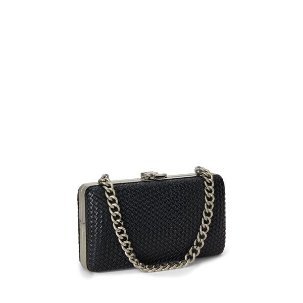 Kleine Clutch Franki aus gewebtem Leder Lauren in Schwarz 2