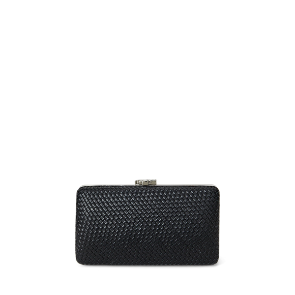 Kleine Clutch Franki aus gewebtem Leder Lauren in Schwarz 3