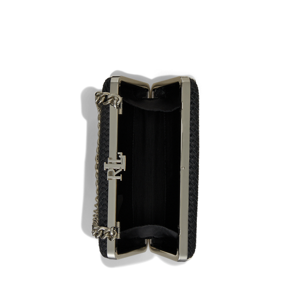 Kleine Clutch Franki aus gewebtem Leder Lauren in Schwarz 4