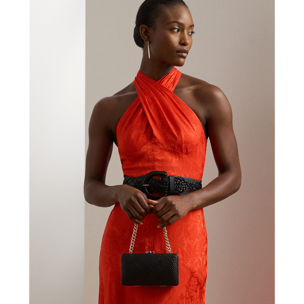 Kleine Clutch Franki aus gewebtem Leder Lauren in Schwarz 6