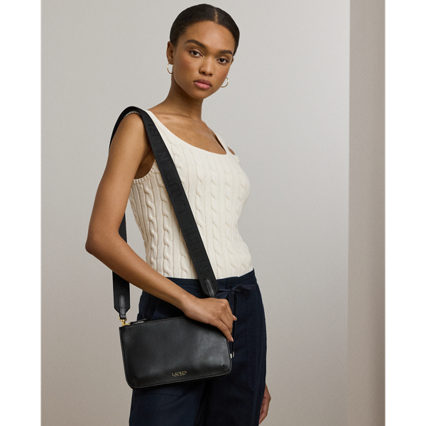 Ralph Lauren ロゴ Landyn ダブルジッパー クロスボディ バッグ Leather Medium Landyn Crossbody Bag for Women | Ralph Lauren® PK