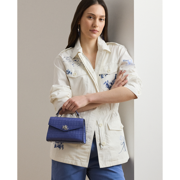 Crocodile-Embossed Small Farrah Satchel