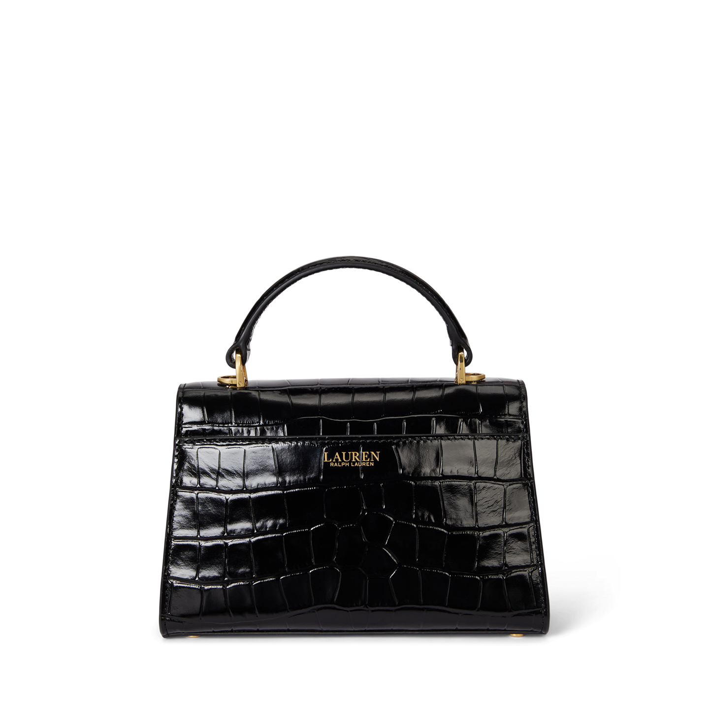 Женская сумка Ralph Lauren Crocodile-Embossed Small Farrah Satchel, цвет: Чёрный — фото 2