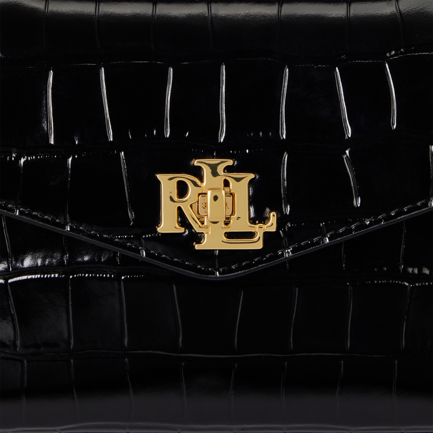 Женская сумка Ralph Lauren Crocodile-Embossed Small Farrah Satchel, цвет: Чёрный — фото 4