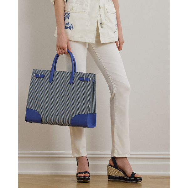 Striped Canvas Large Devyn Tote Bag